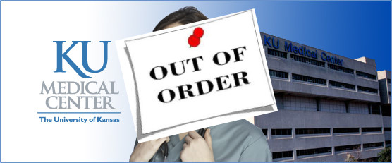 KU Medical Center w/ "Out of order" sign